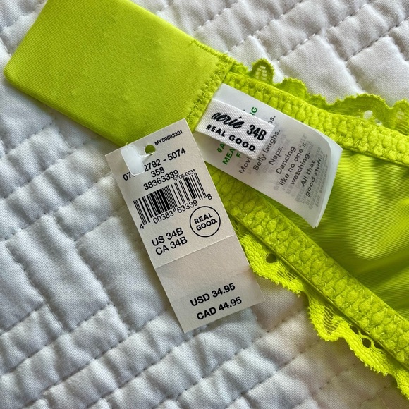 Aerie Real Power Beach Daze Lace Unlined Bandeau Bra - Picture 3 of 4